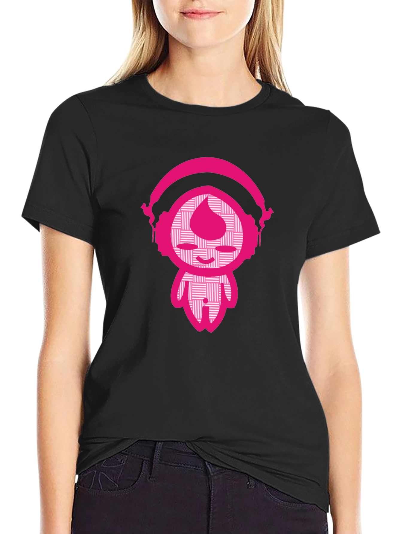 Funky Pink DJ Graphic Black T-Shirt