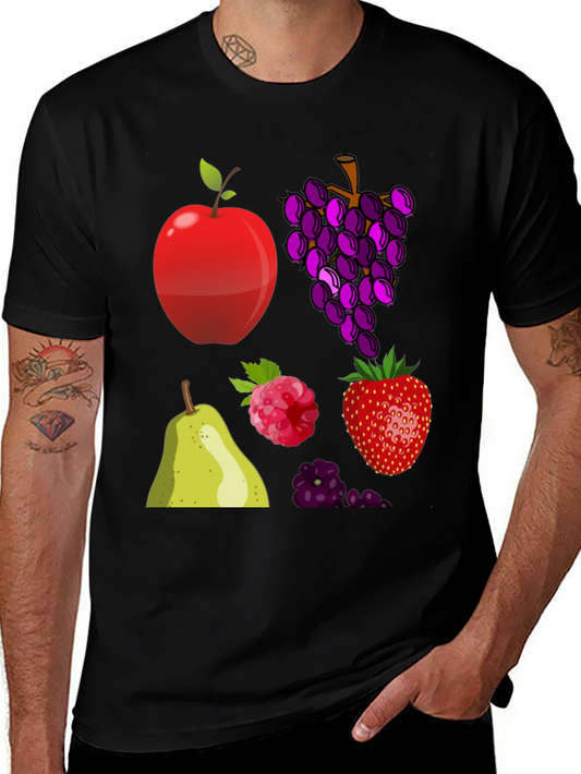 Fruit Pattern Black T-Shirt