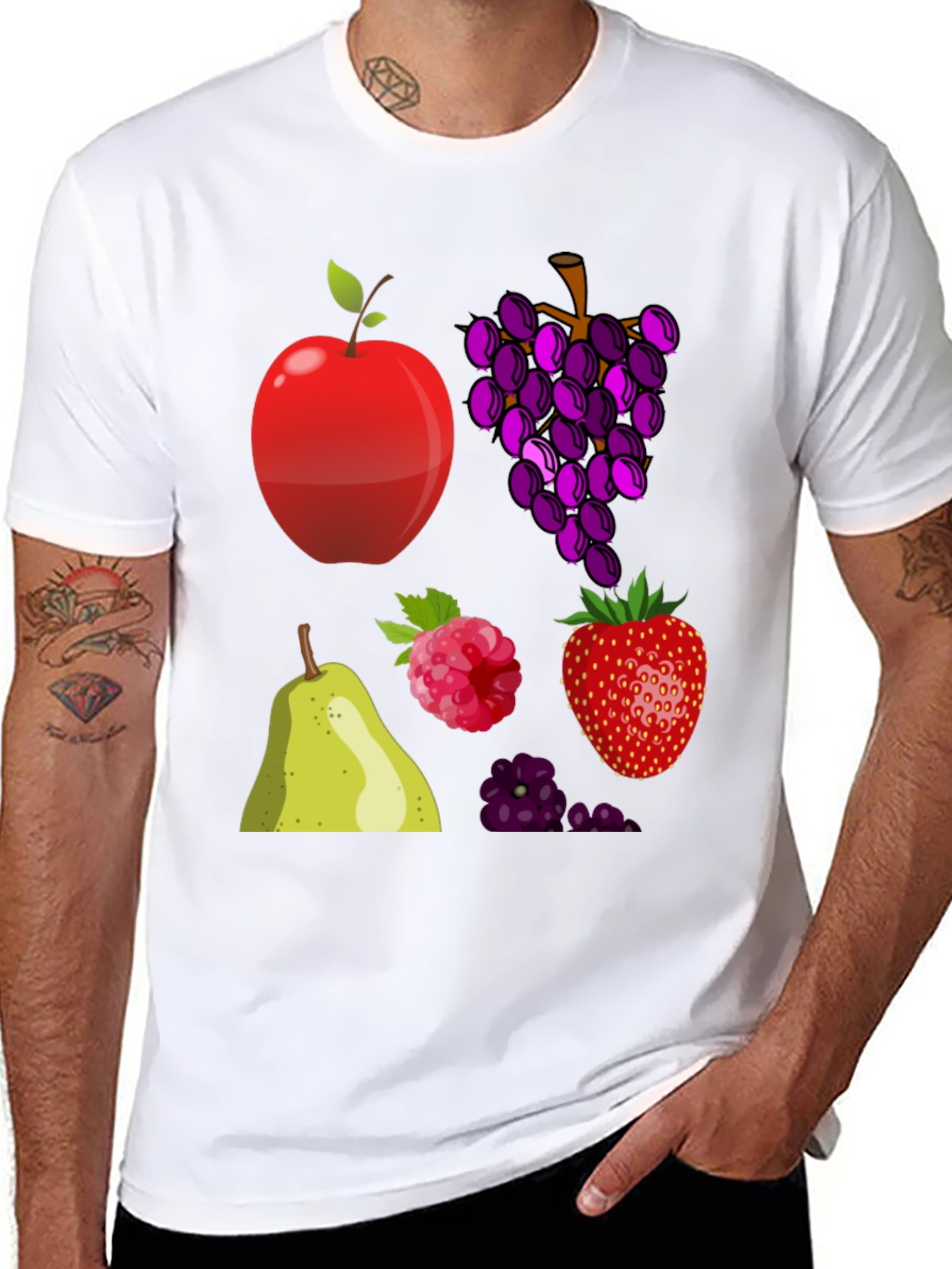 Fruit Pattern Black T-Shirt