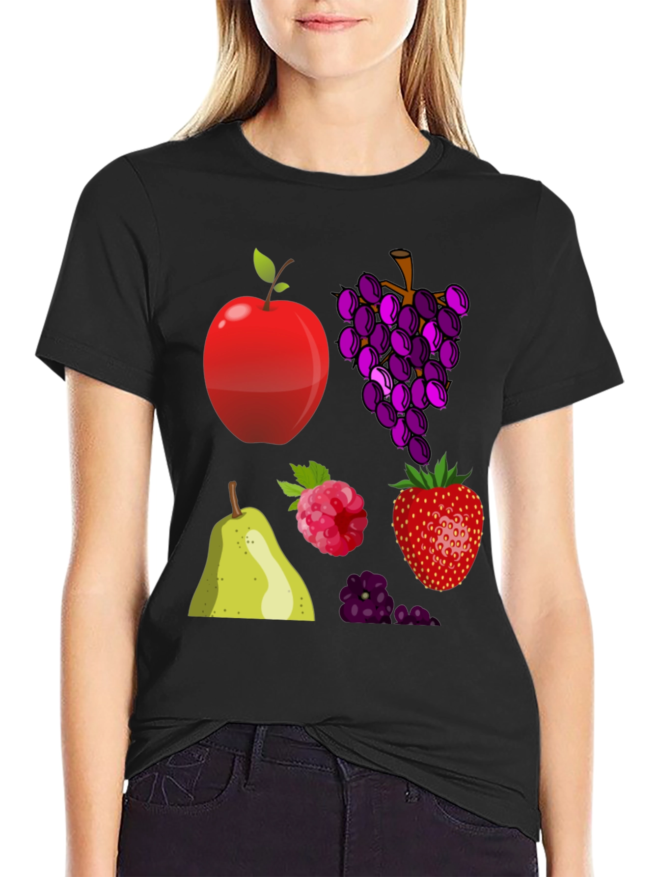 Fruit Pattern Black T-Shirt