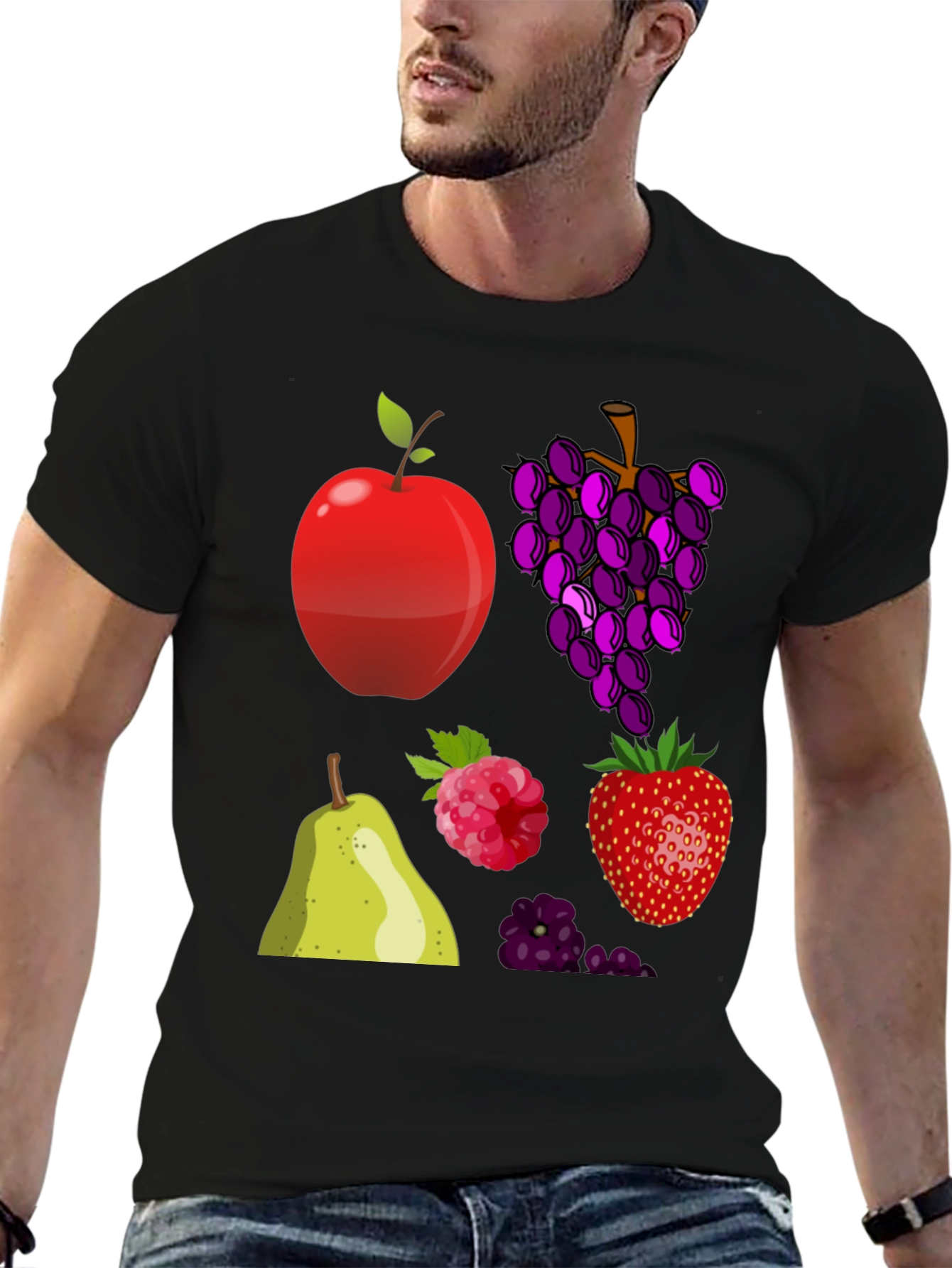 Fruit Pattern Black T-Shirt