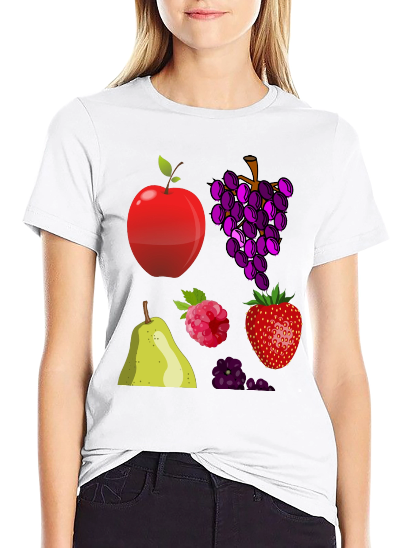 Fruit Pattern Black T-Shirt