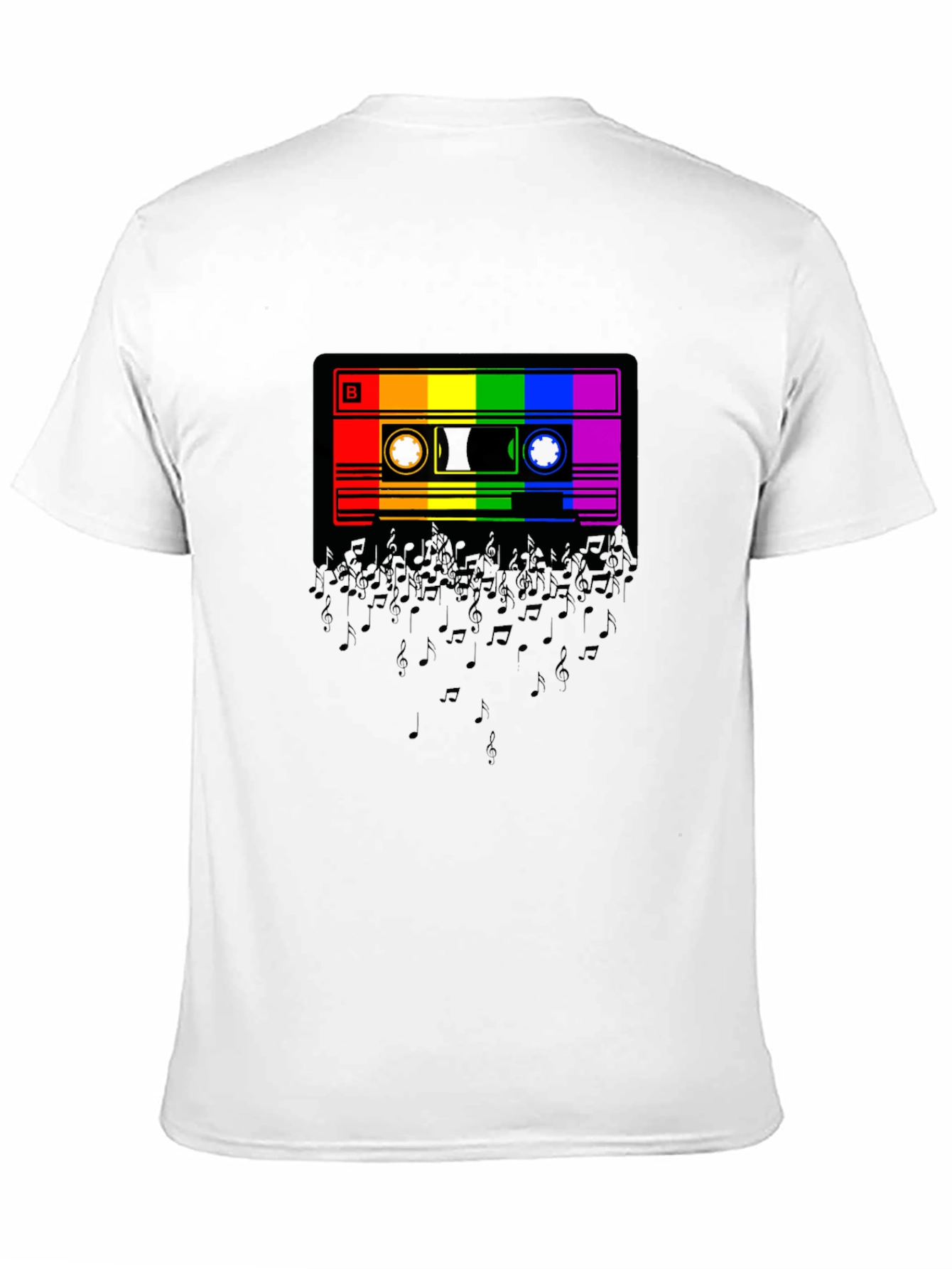 Rainbow Cassette Music Notes Graphic T-Shirt