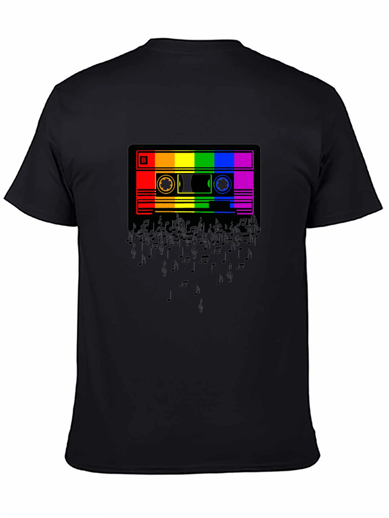 Rainbow Cassette Music Notes Graphic T-Shirt