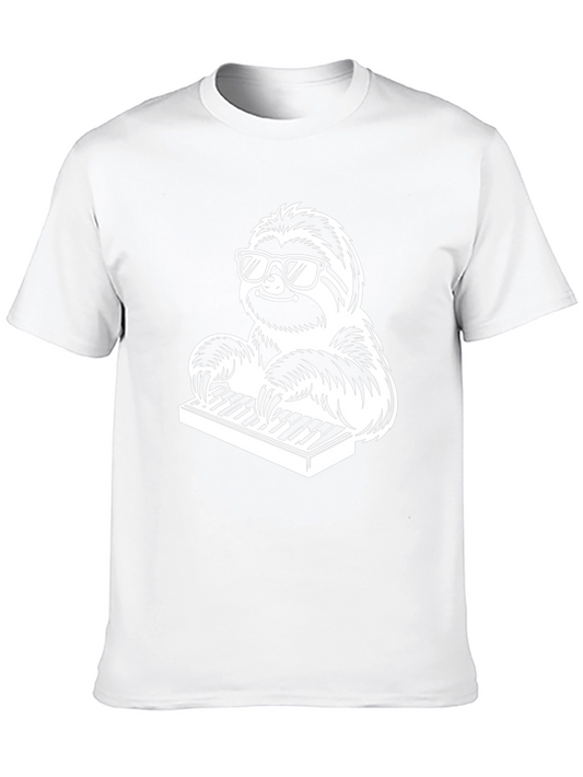 Sloth Playing Piano T-Shirt - Cool Graphic Tee