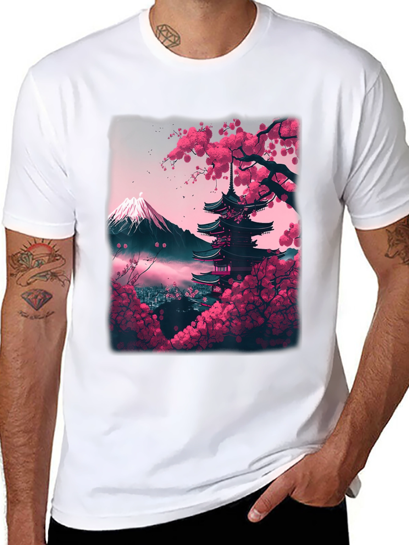 Cherry Blossom Pagoda Graphic Tee