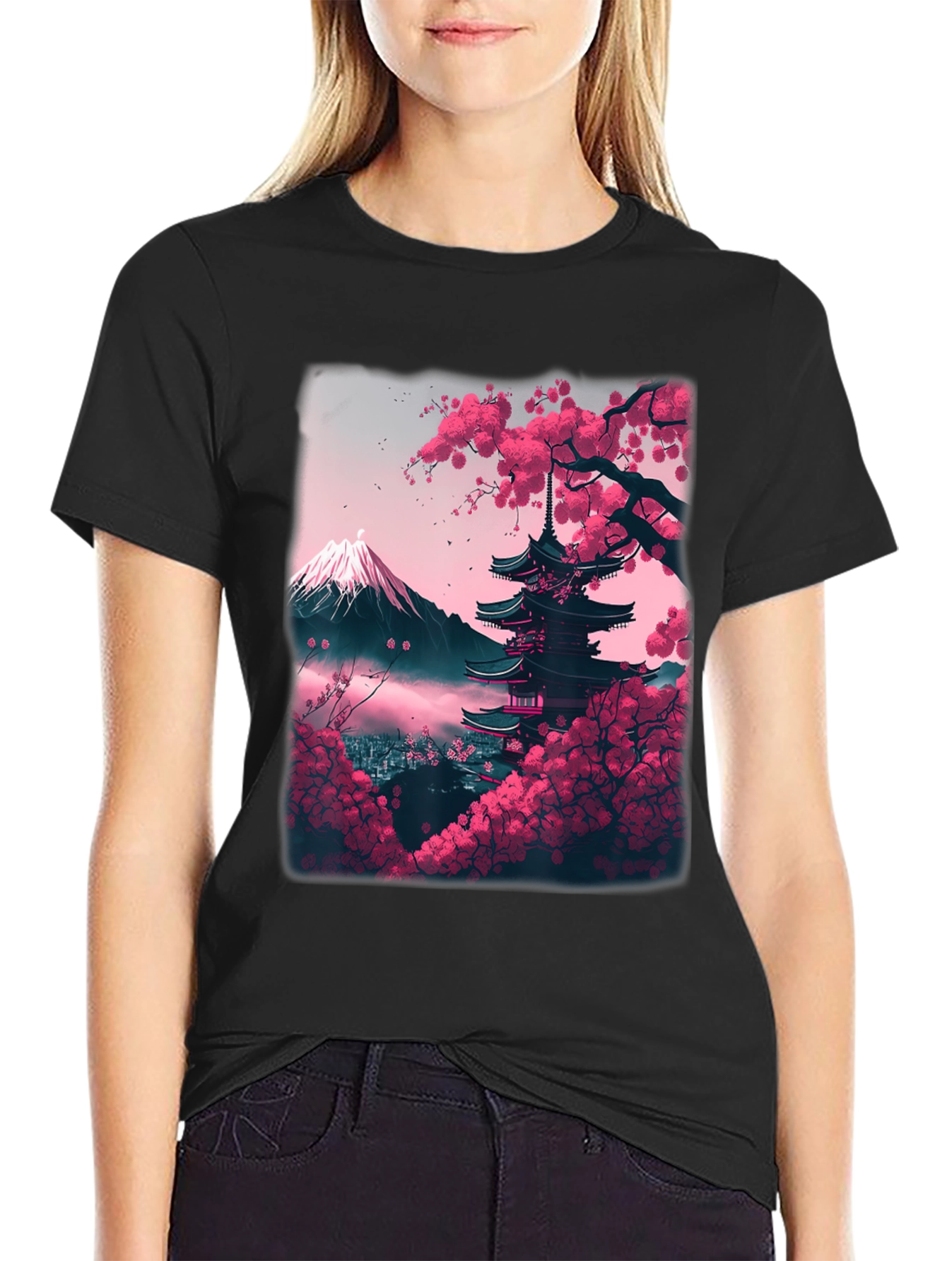 Cherry Blossom Pagoda Graphic Tee
