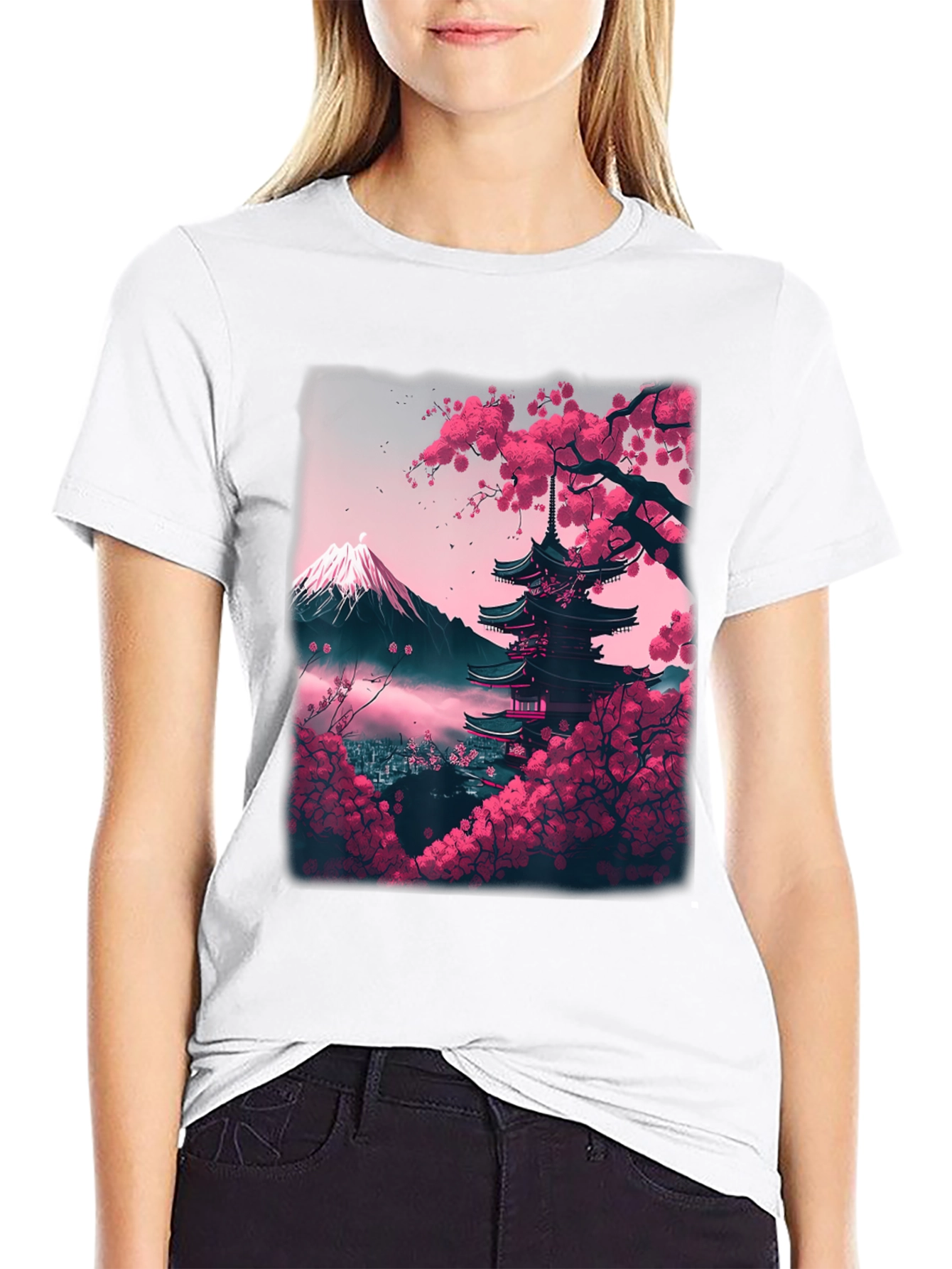 Cherry Blossom Pagoda Graphic Tee