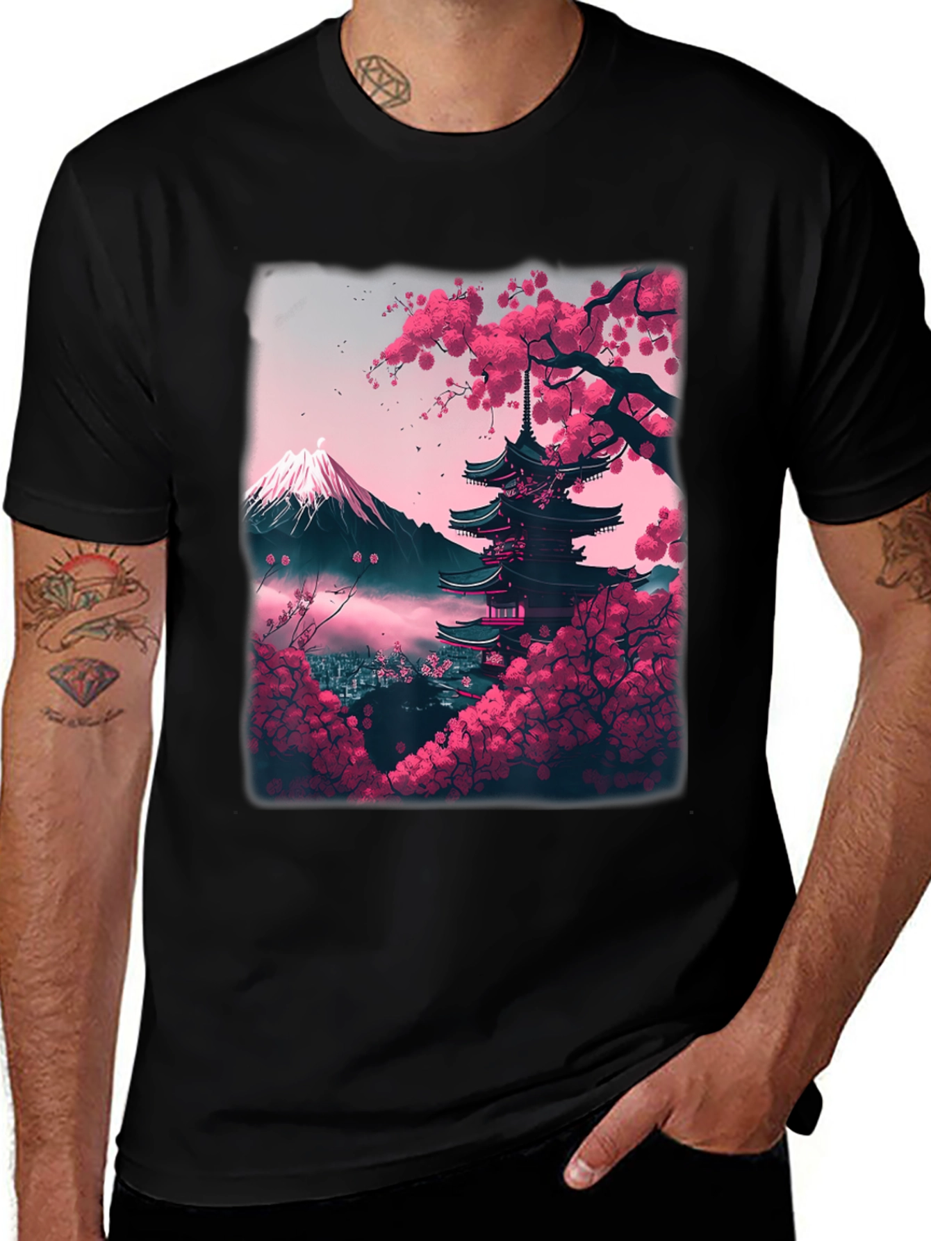 Cherry Blossom Pagoda Graphic Tee
