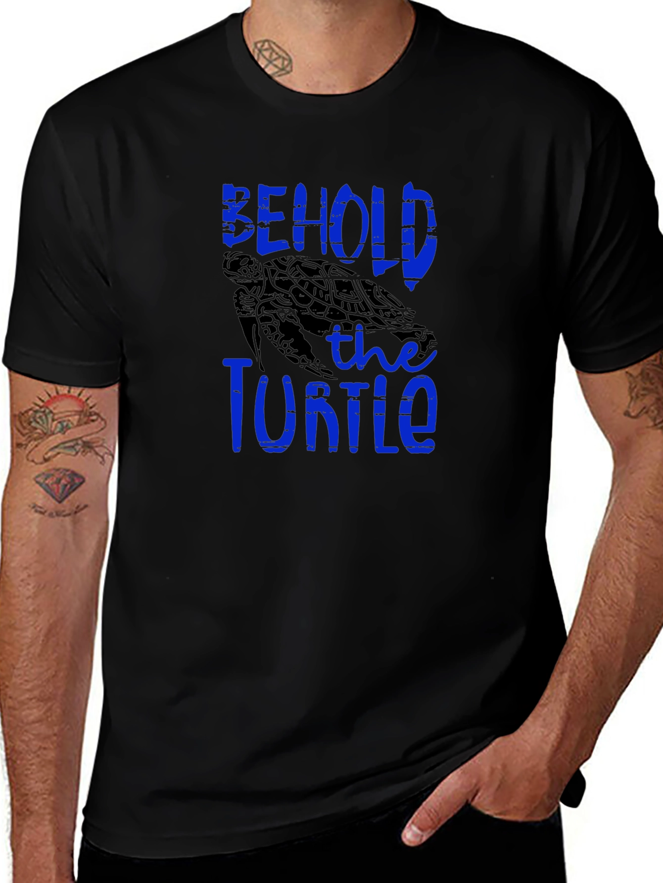 Behold the Turtle Graphic Print Black T-Shirt