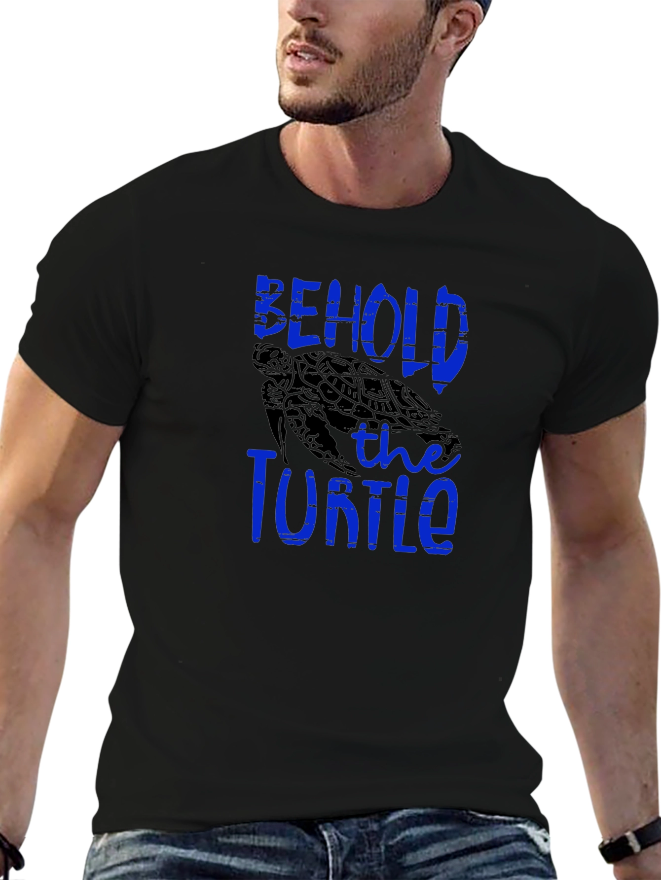 Behold the Turtle Graphic Print Black T-Shirt