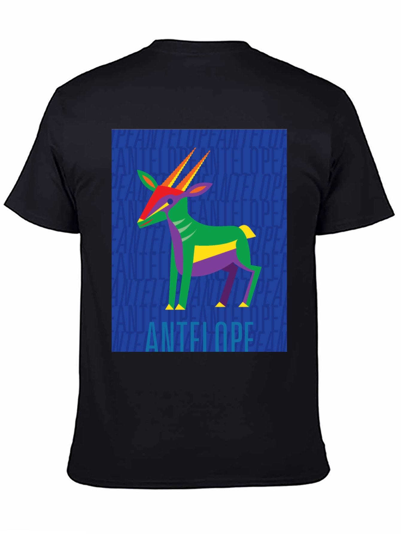 Abstract Antelope Graphic Tee - Stylish Black Shirt