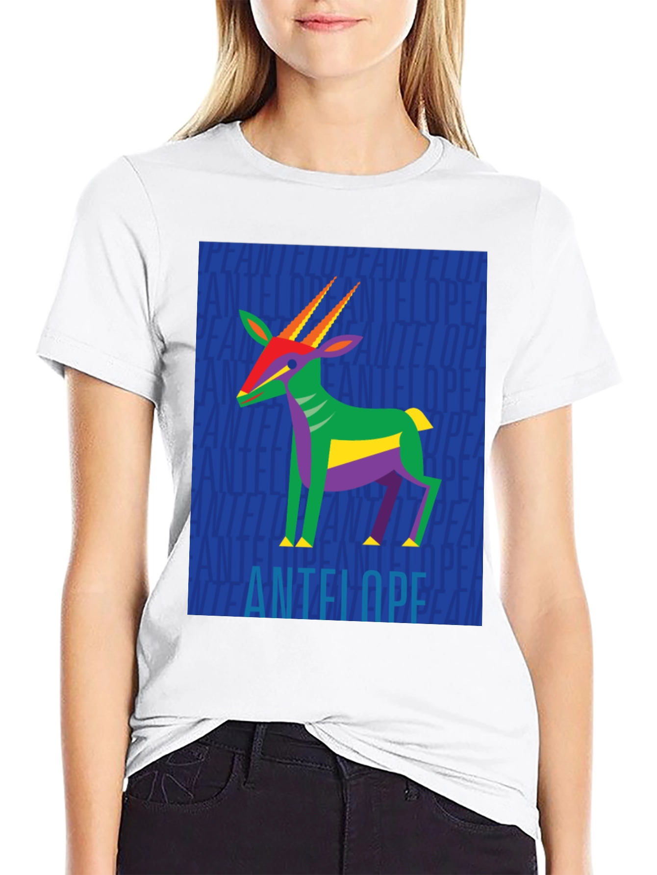 Abstract Antelope Graphic Tee - Stylish Black Shirt