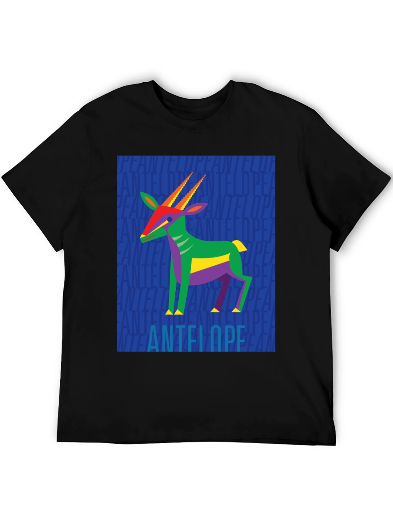 Abstract Antelope Graphic Tee - Stylish Black Shirt