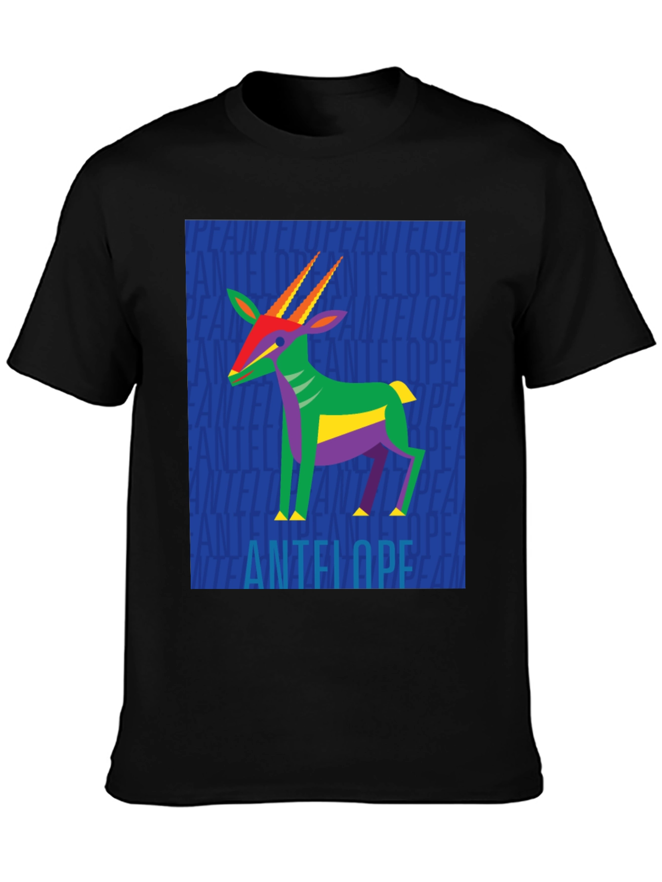 Abstract Antelope Graphic Tee - Stylish Black Shirt