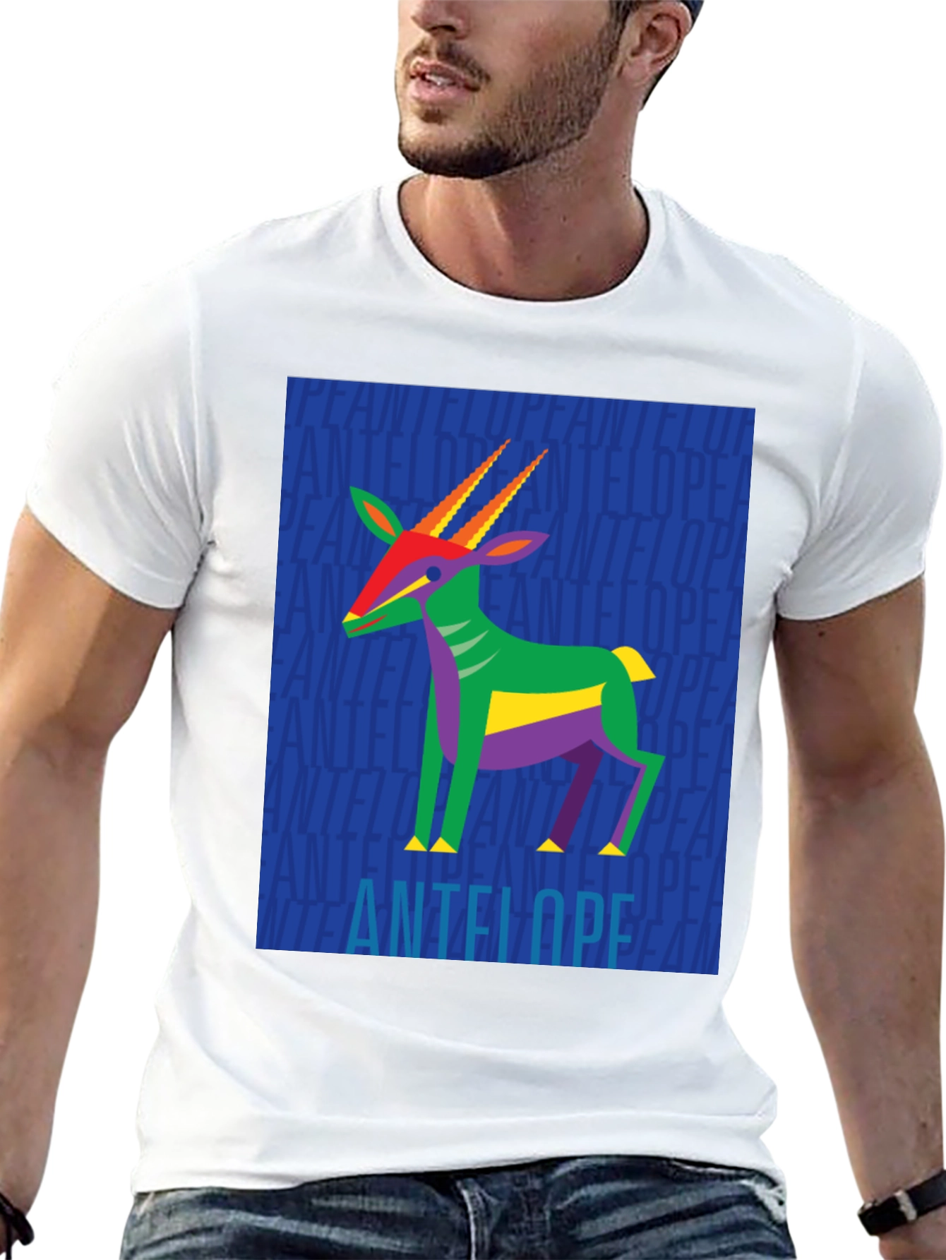 Abstract Antelope Graphic Tee - Stylish Black Shirt