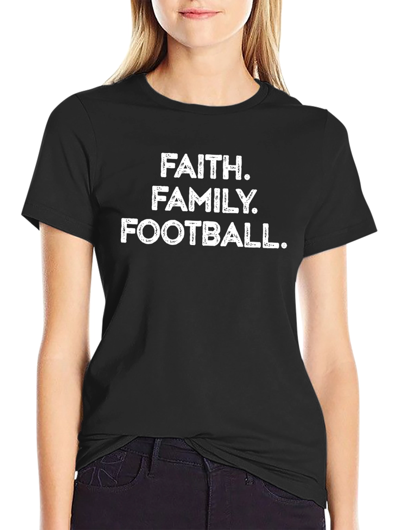 Faith Family Football Graphic T-Shirt