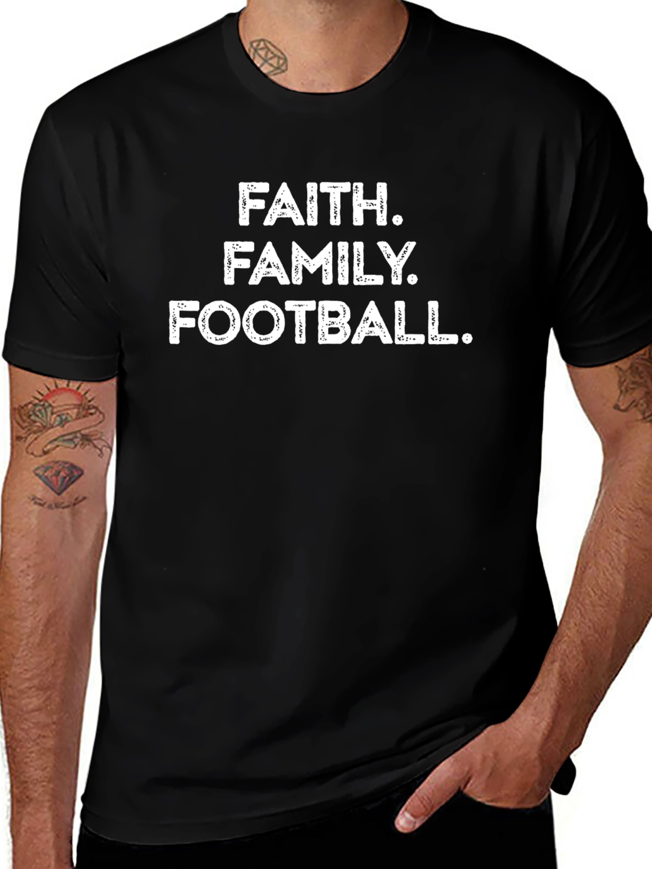 Faith Family Football Graphic T-Shirt