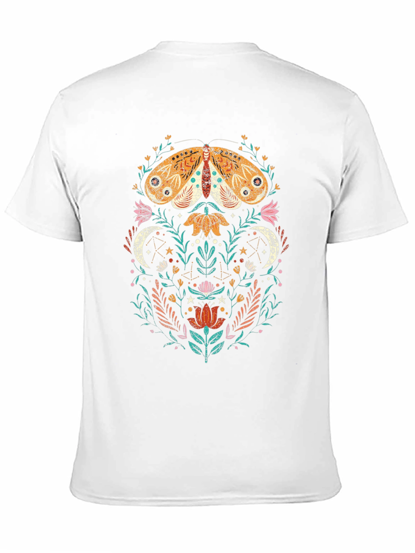 Moth and Floral Graphic Tee - Nature Inspired
