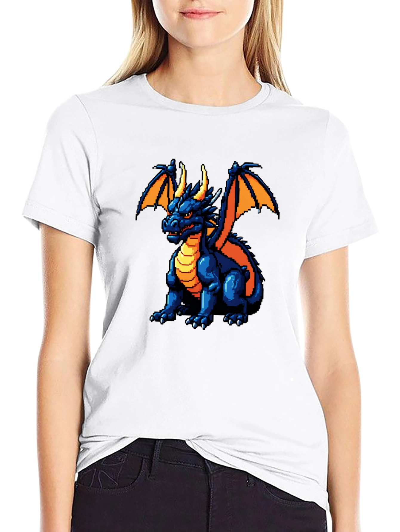 Pixel Dragon Graphic Black T-Shirt
