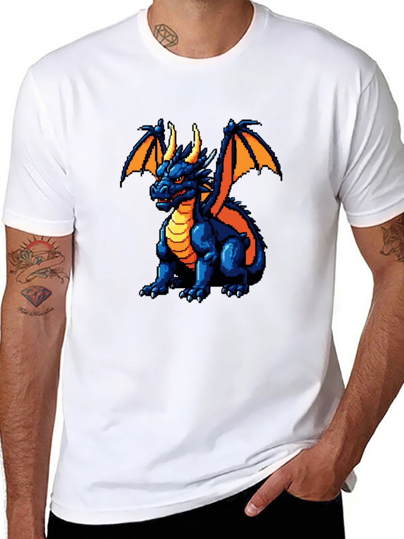Pixel Dragon Graphic Black T-Shirt