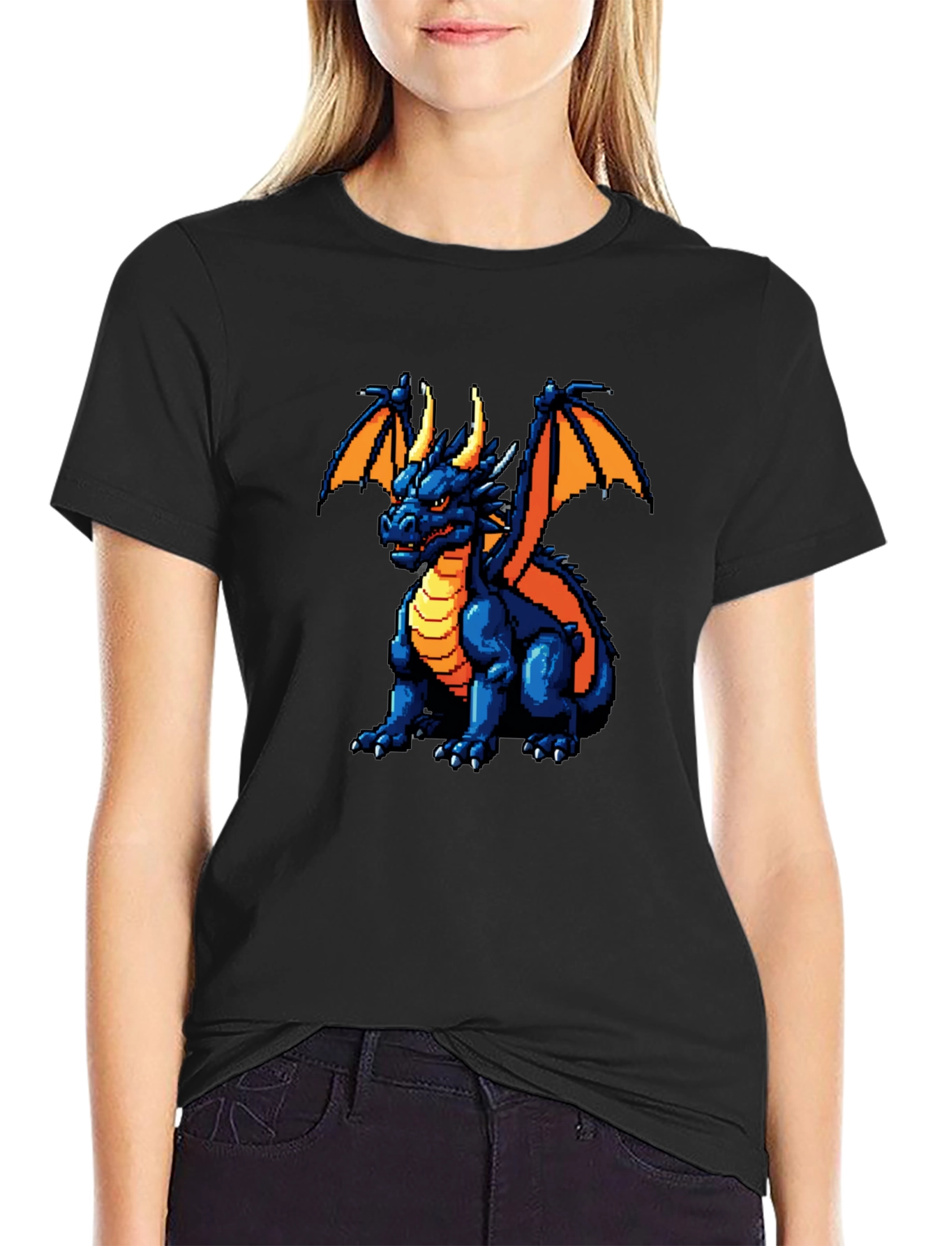 Pixel Dragon Graphic Black T-Shirt