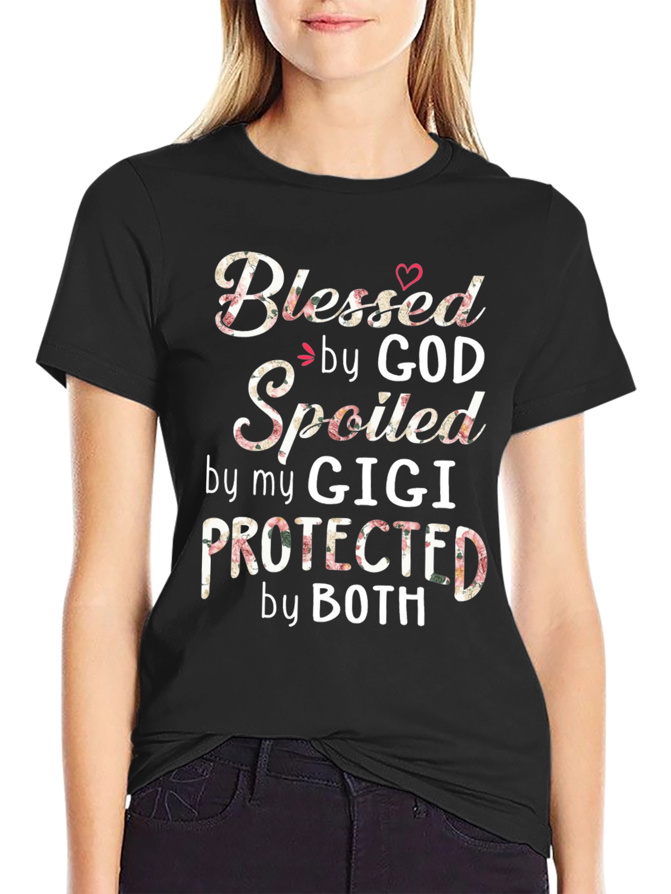 Blessed by God Spoiled by Gigi Black T-Shirt