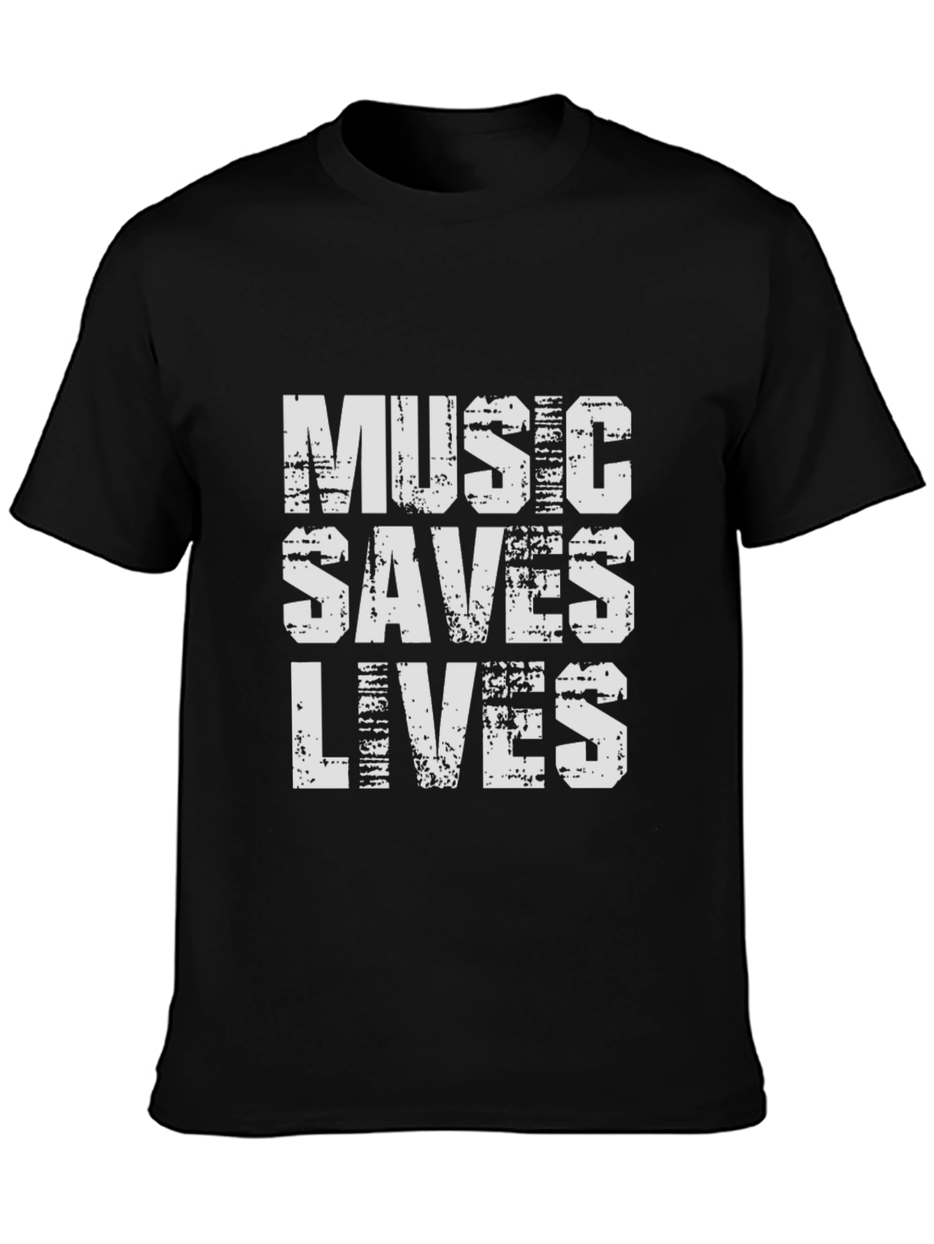 Music Saves Lives Graphic Tee - Black Cotton T-Shirt