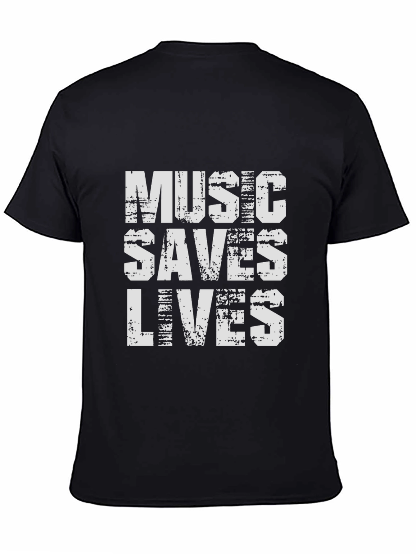 Music Saves Lives Graphic Tee - Black Cotton T-Shirt