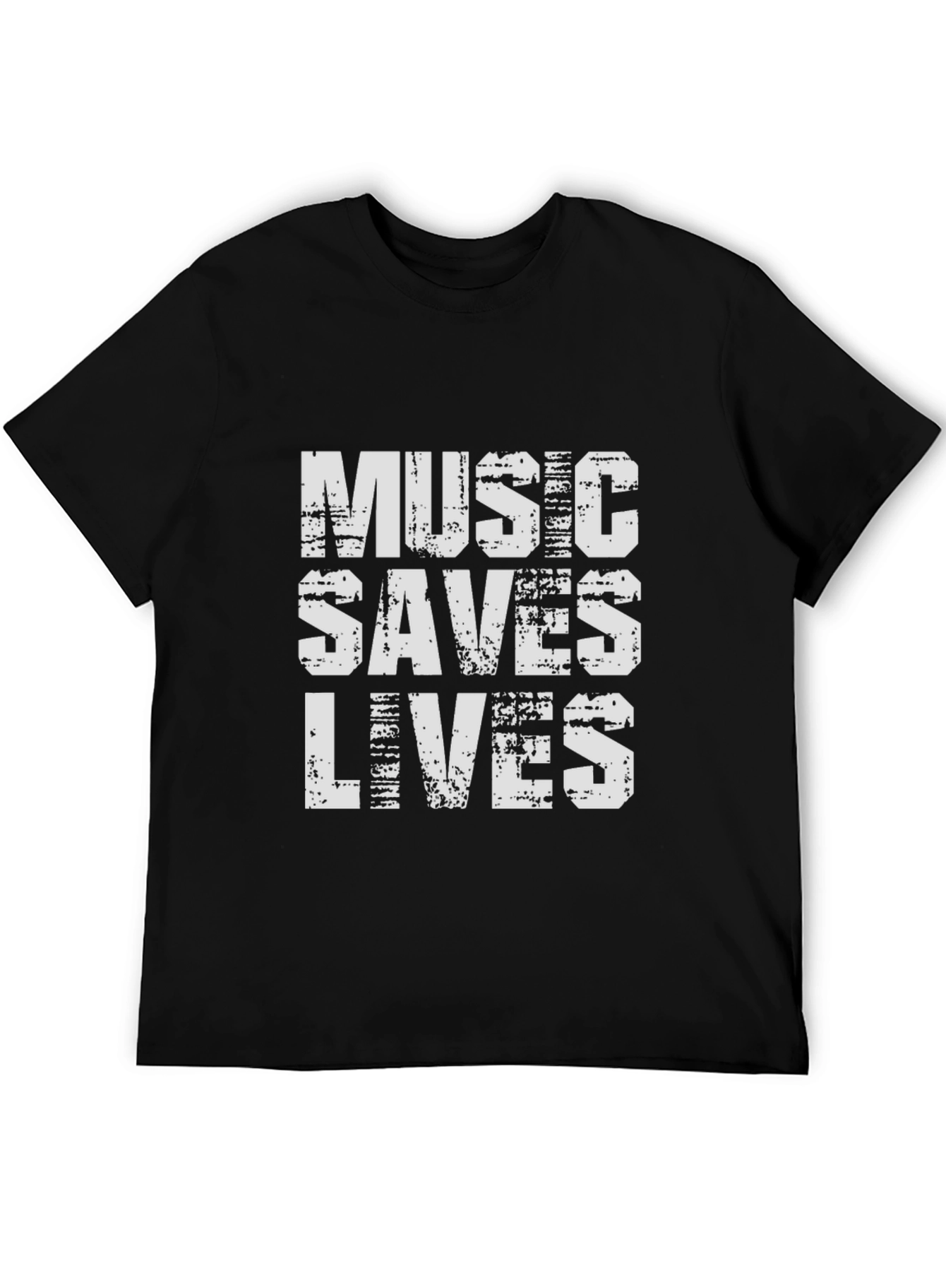 Music Saves Lives Graphic Tee - Black Cotton T-Shirt