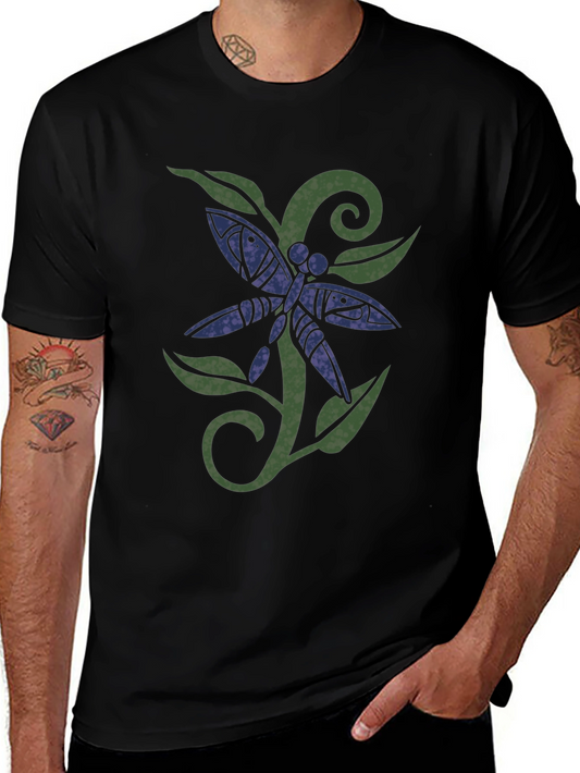 Dragonfly Graphic Print Black T-Shirt