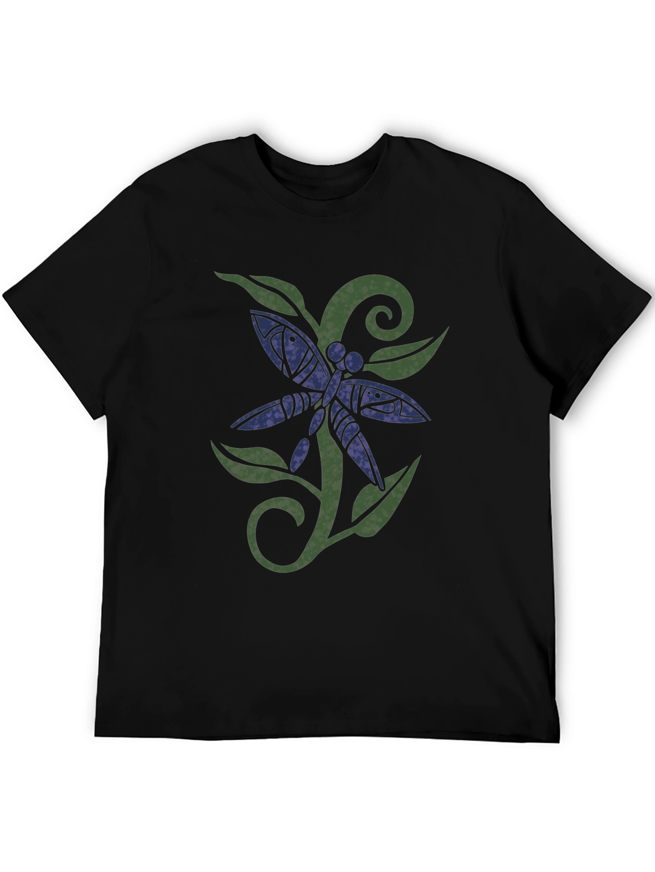 Dragonfly Graphic Print Black T-Shirt