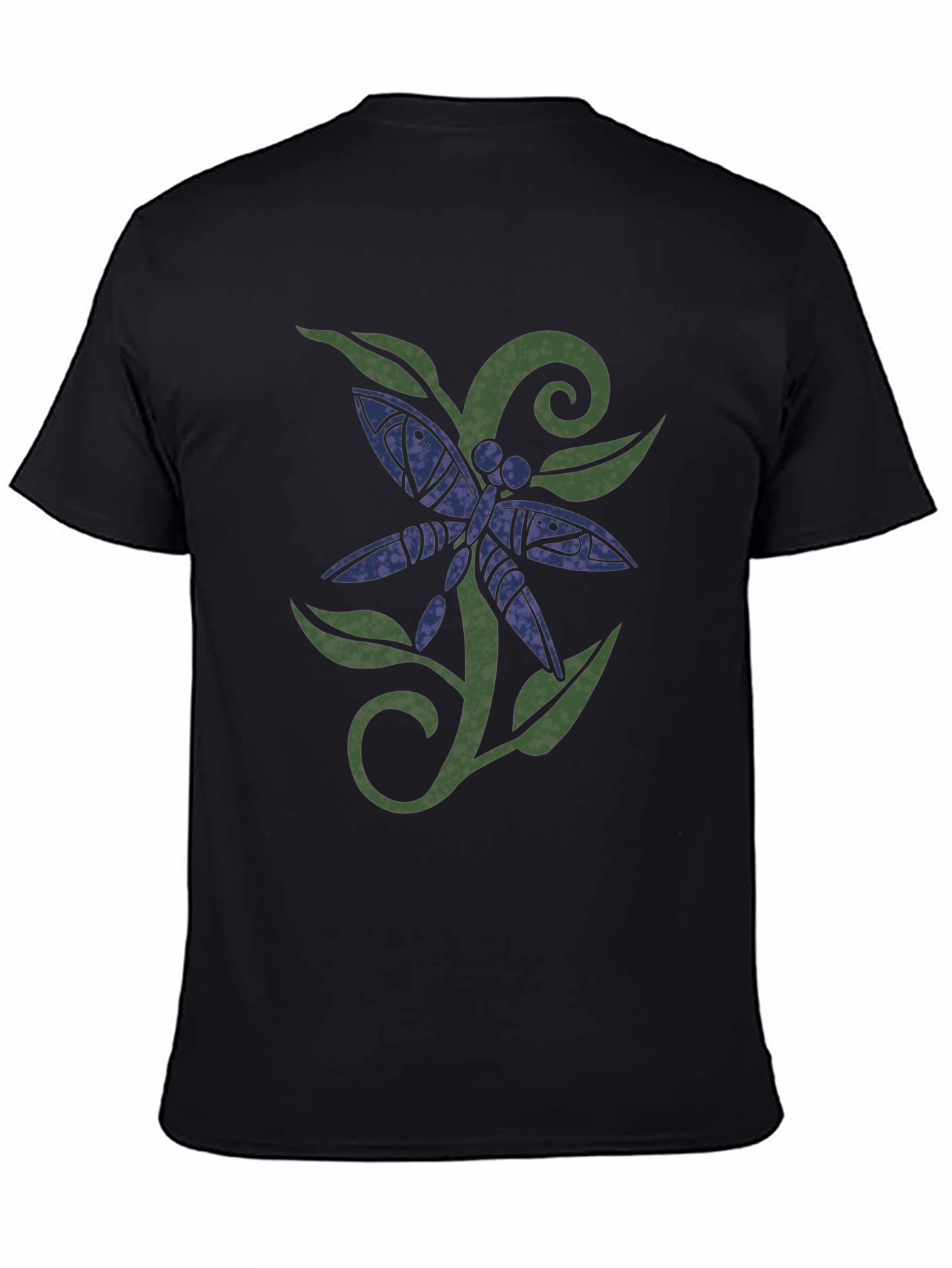 Dragonfly Graphic Print Black T-Shirt