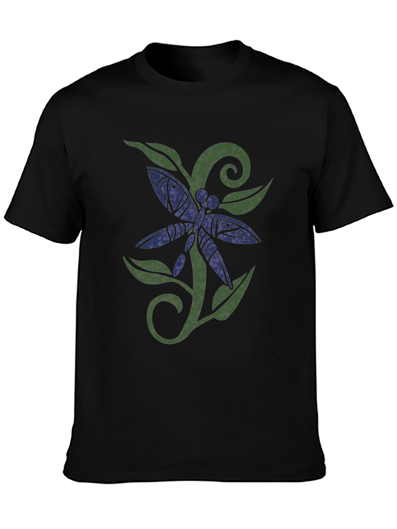 Dragonfly Graphic Print Black T-Shirt