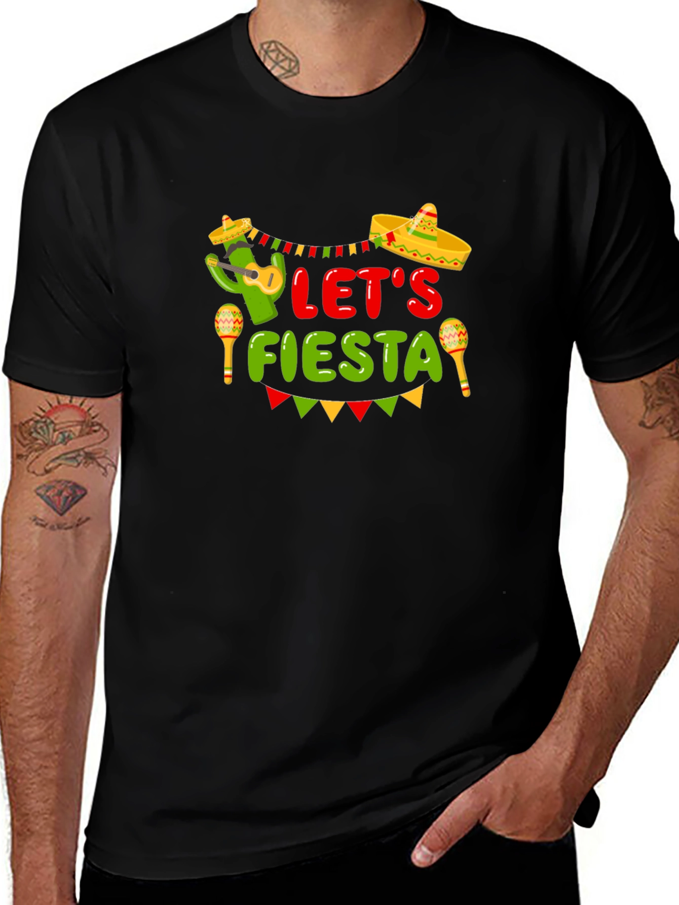 Lets Fiesta Graphic T-Shirt - Black