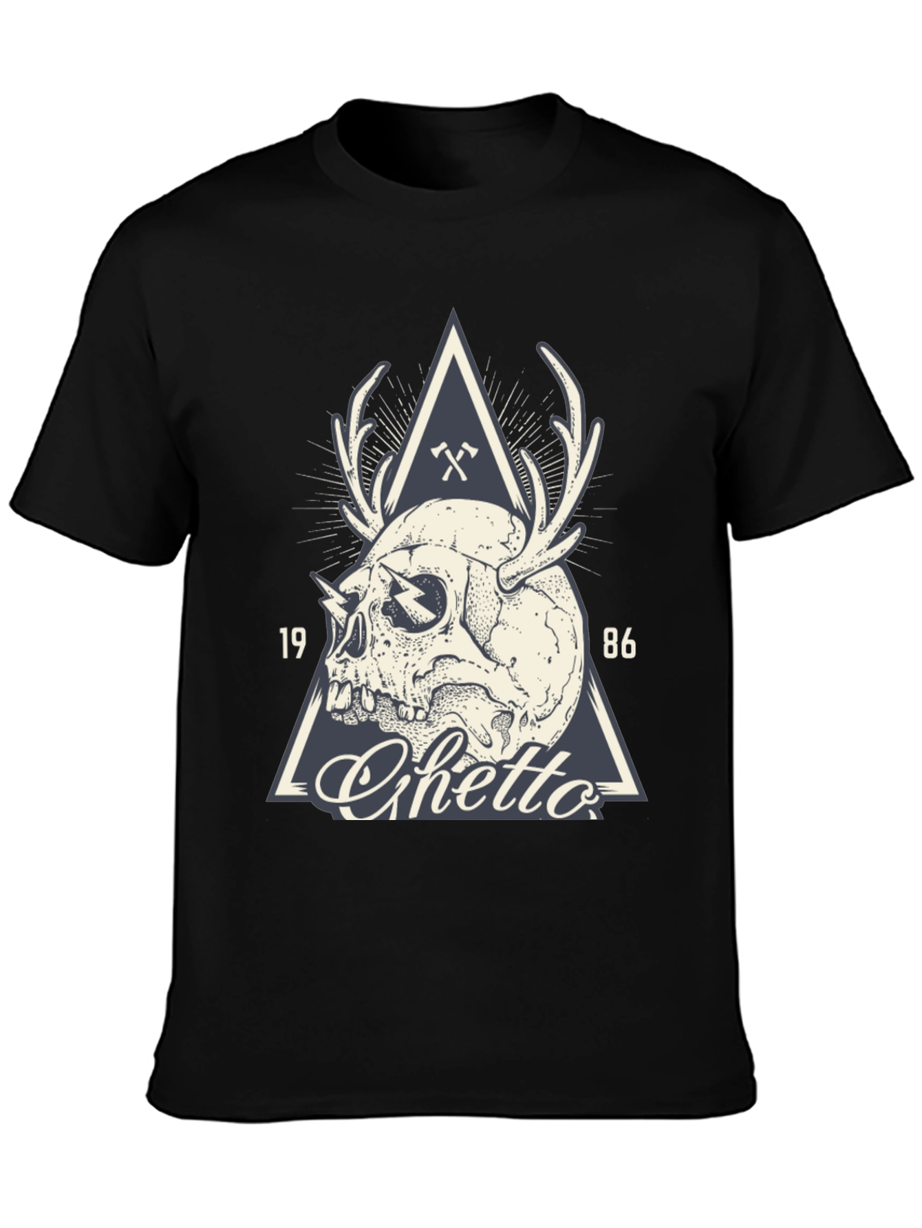 Skull & Antler Graphic Tee - Ghetto 1986 Design