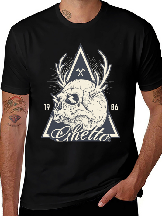 Skull & Antler Graphic Tee - Ghetto 1986 Design