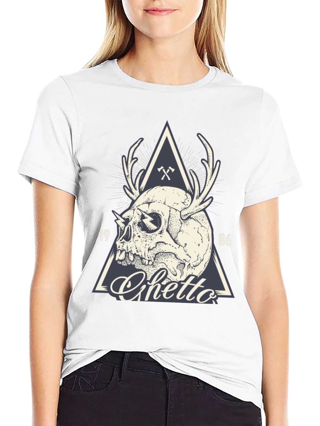 Skull & Antler Graphic Tee - Ghetto 1986 Design