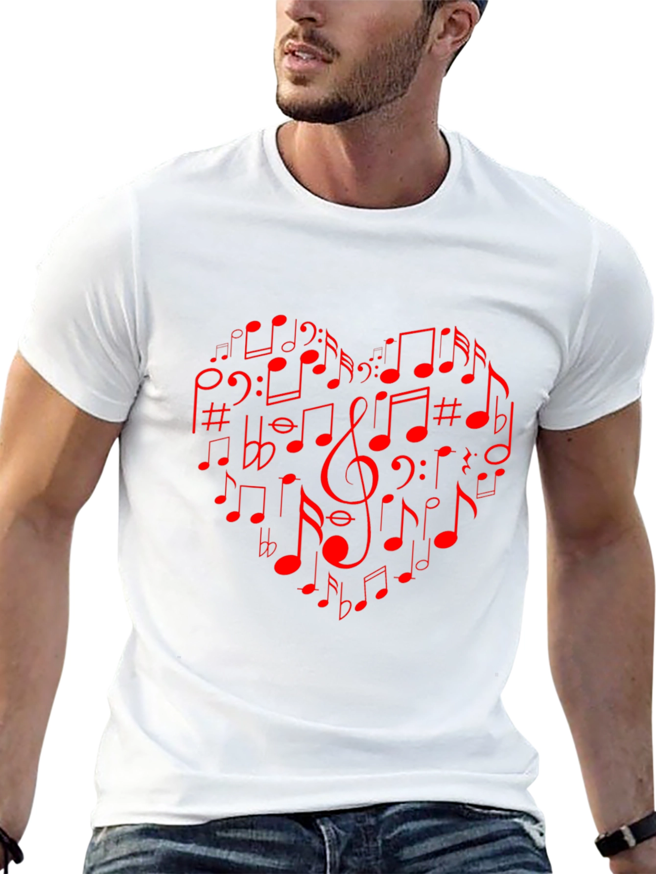 Musical Heart Tee - Red Notes on Black