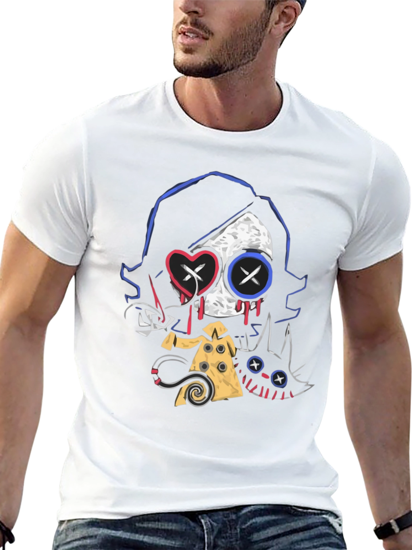 Creepy Cute Character Graphic Black T-Shirt