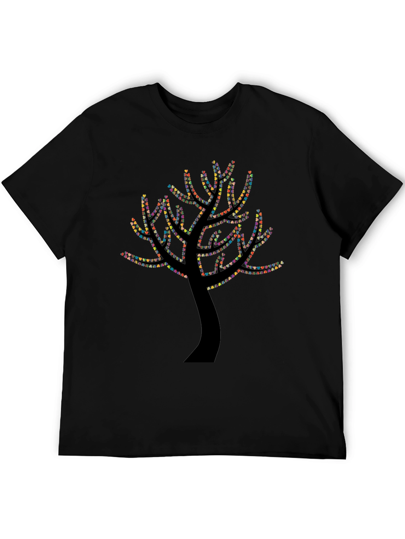 Heart Tree Graphic Tee - Black Cotton Comfort