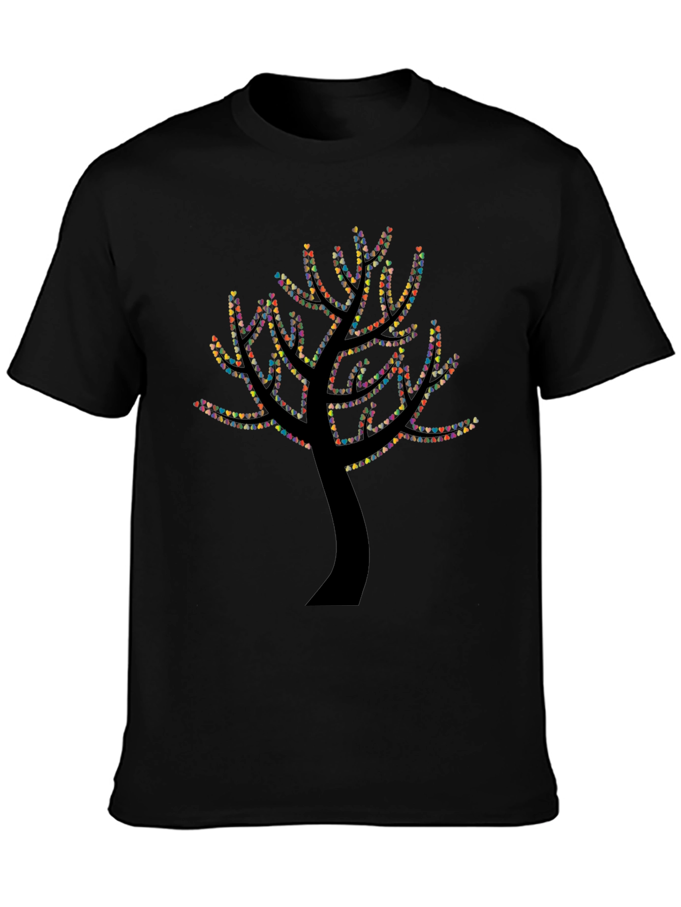 Heart Tree Graphic Tee - Black Cotton Comfort