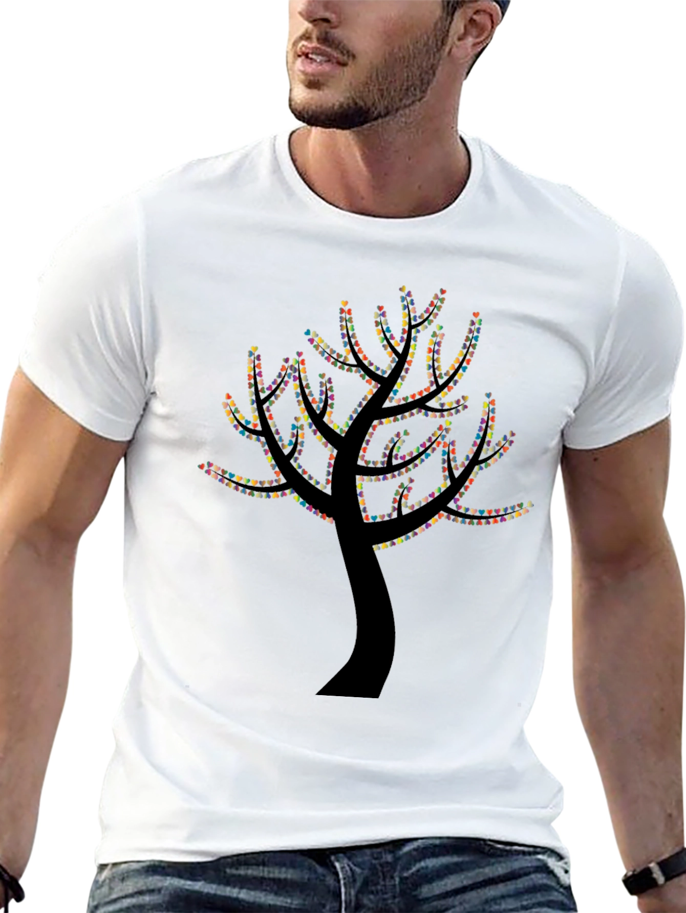 Heart Tree Graphic Tee - Black Cotton Comfort