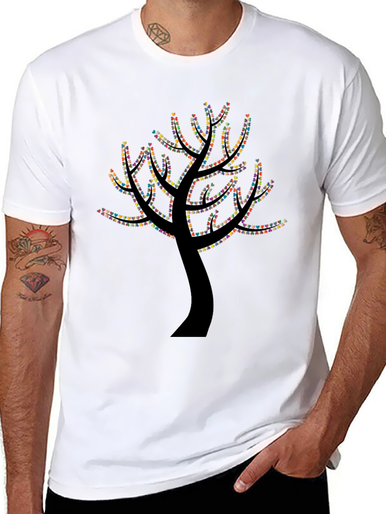 Heart Tree Graphic Tee - Black Cotton Comfort