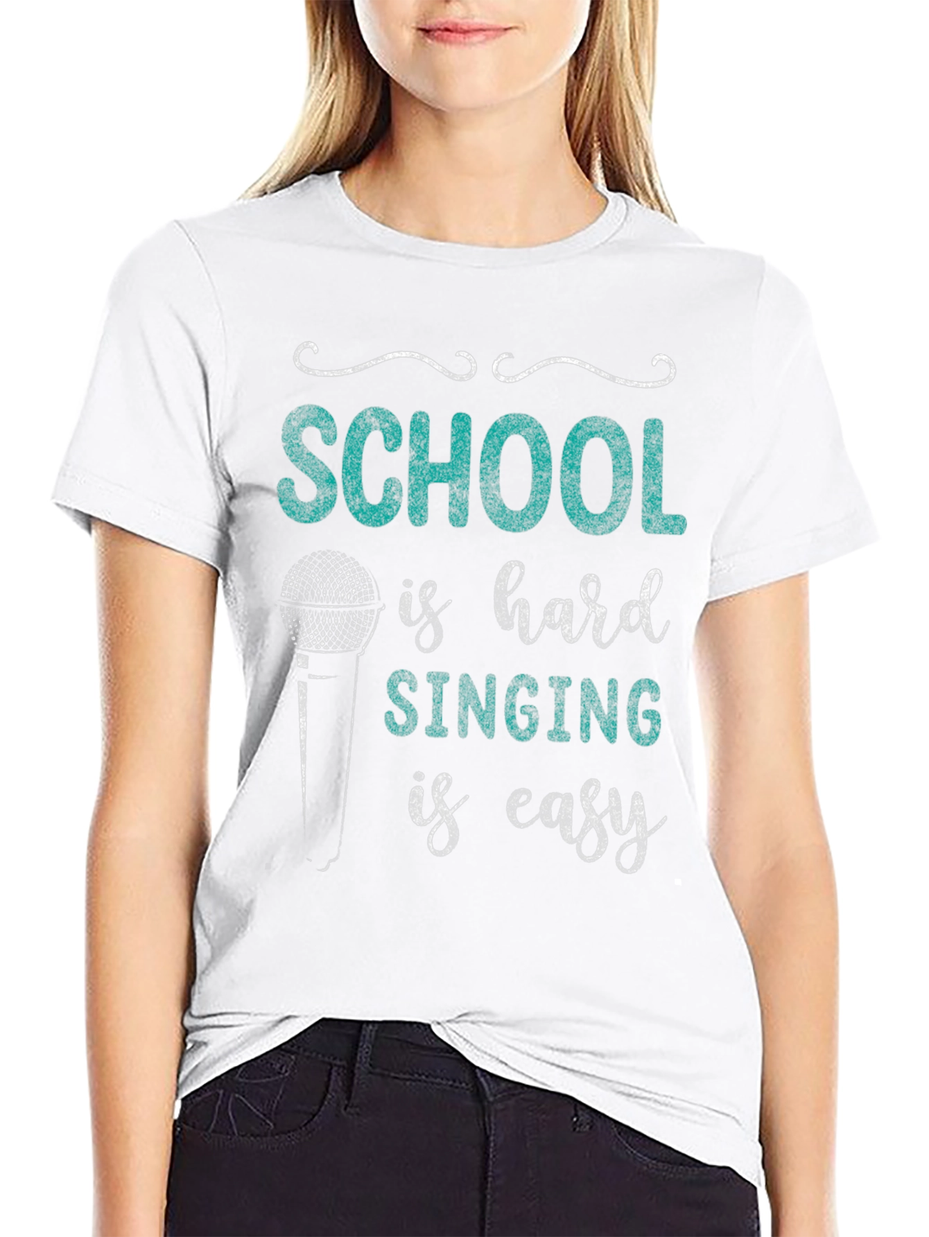 School is Hard Singing is Easy Black Graphic Tee