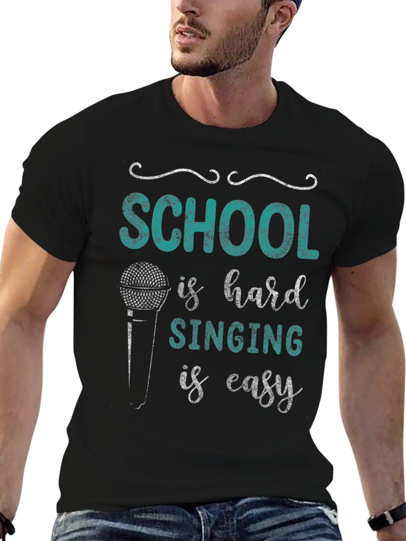 School is Hard Singing is Easy Black Graphic Tee