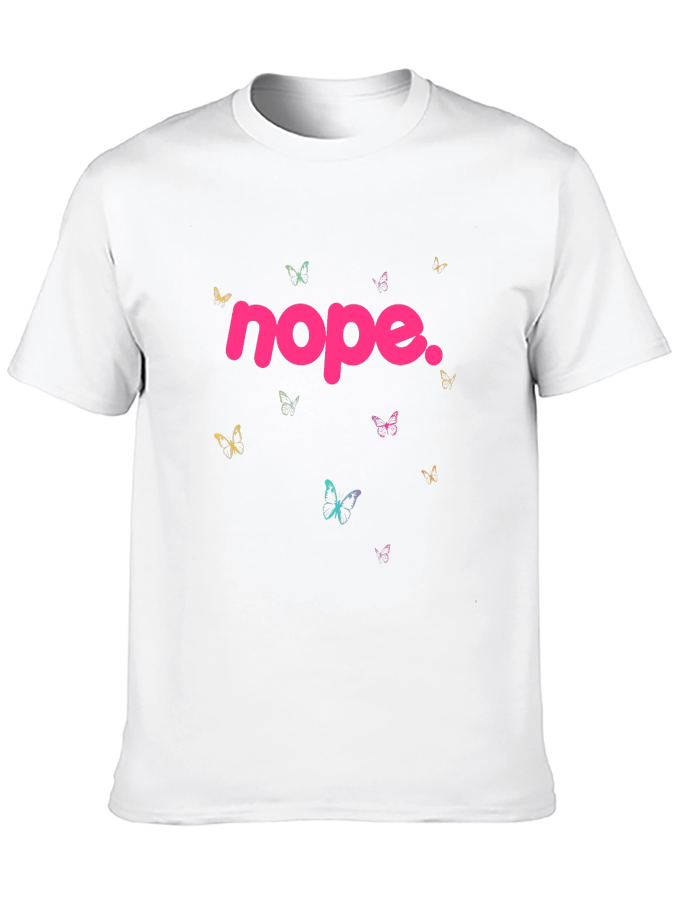 Nope Butterfly Graphic Tee - Casual Black T-Shirt