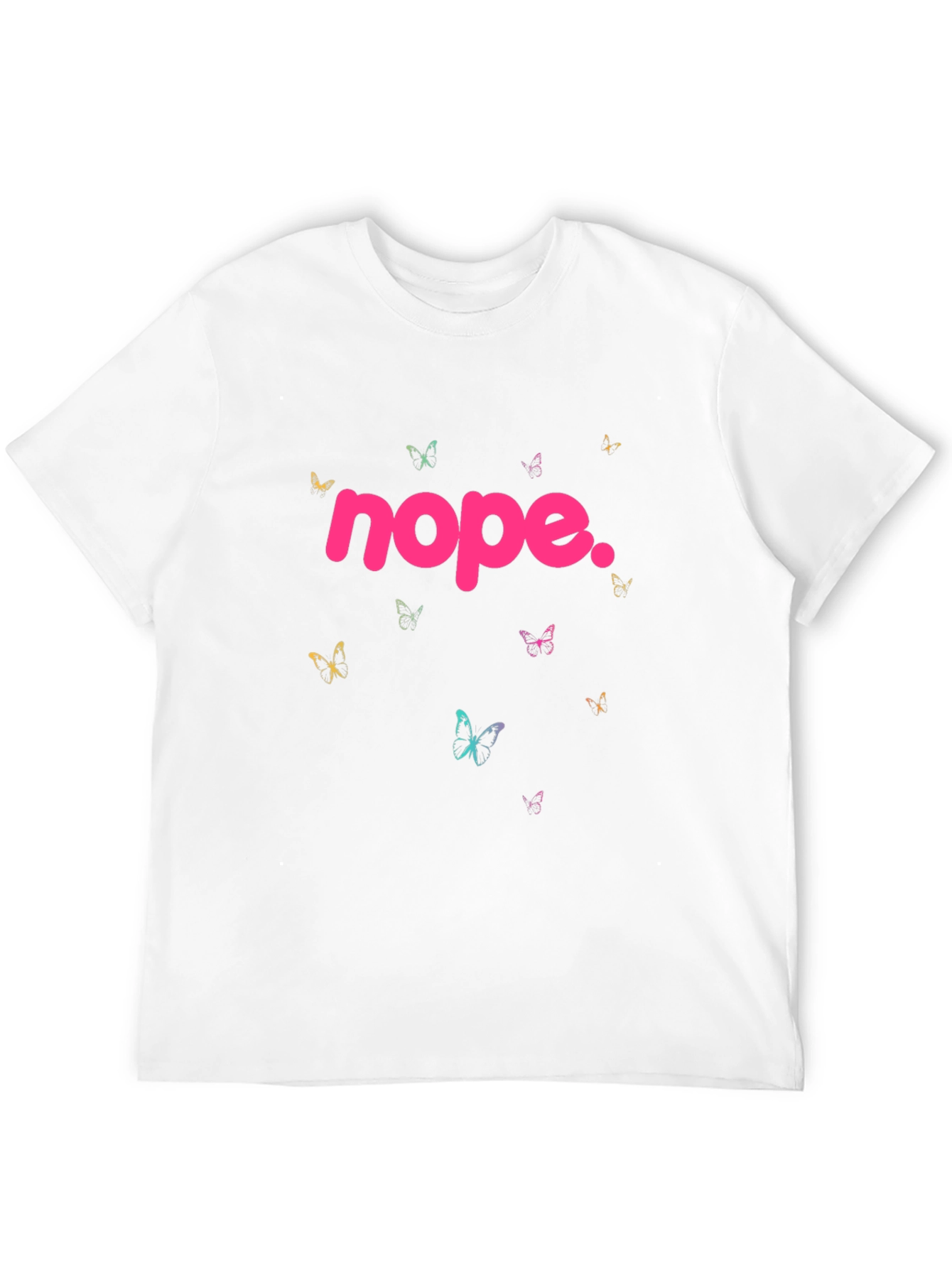 Nope Butterfly Graphic Tee - Casual Black T-Shirt