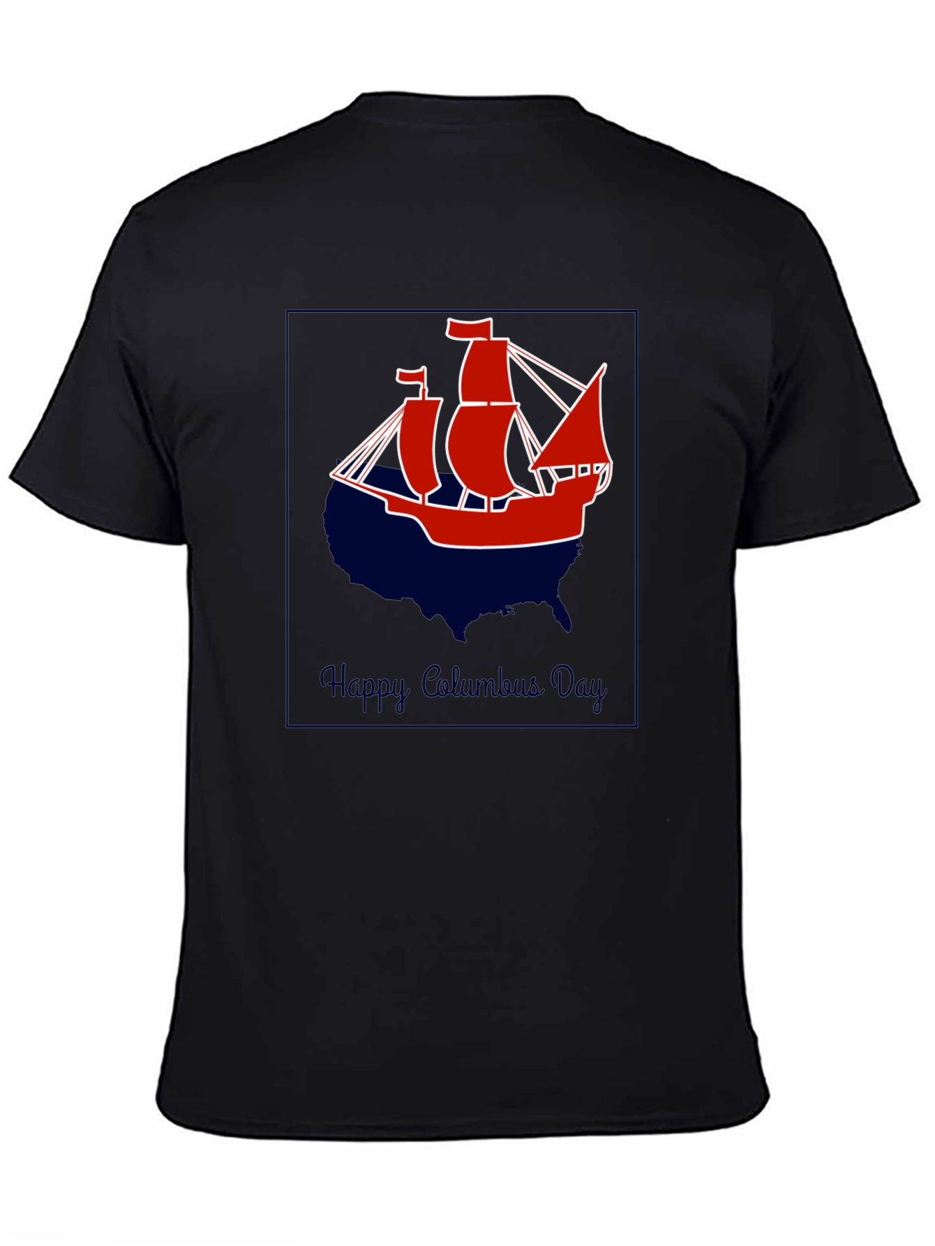 Columbus Day T-Shirt - Ship Design - USA Outline