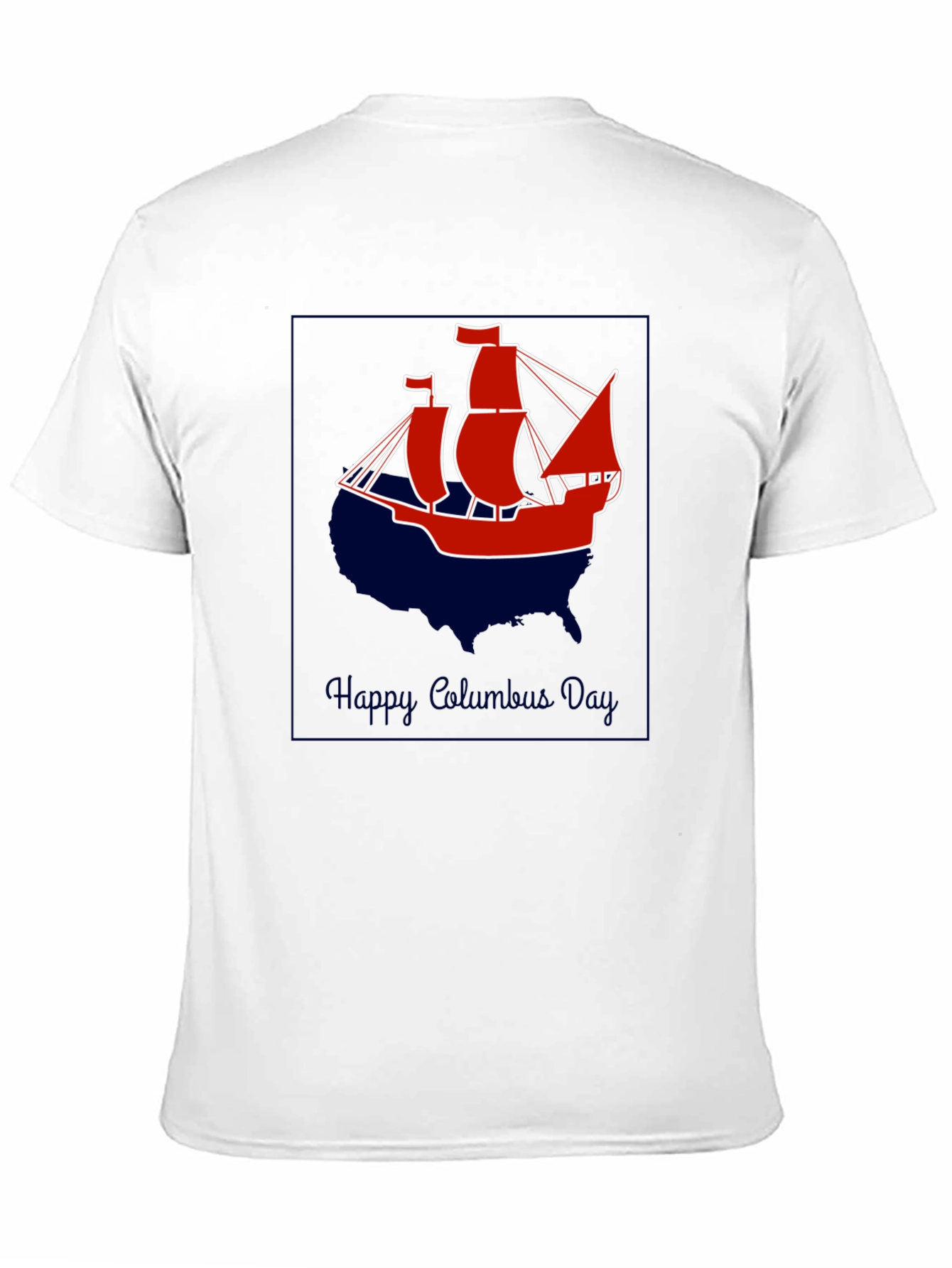 Columbus Day T-Shirt - Ship Design - USA Outline